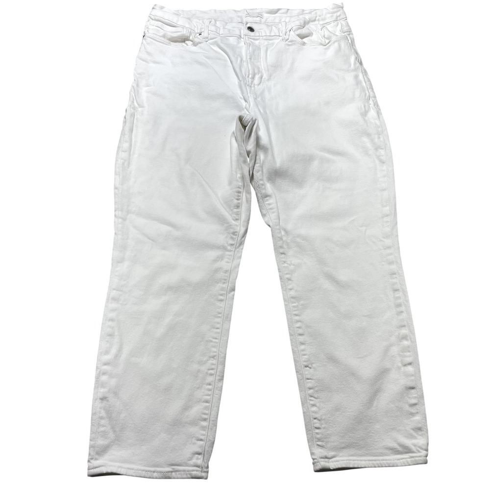 Good American Jeans Womens 18 White High Rise Straight Distressed Denim 36x27